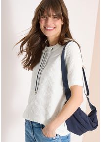 T-Shirt Cecil, Damen, Gr. XL (44), vanillewei&szlig;, Jersey, Obermaterial: 52% Polyester, 45% Baumwolle, 3% Elasthan, Strukturmuster, unifarben, regular fit normal, Rundhals, Shirts T-Shirt, mit Tunnelzug