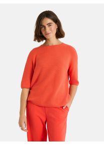 LIEBLINGSST&Uuml;CK Kurzarmpullover LIEBLINGSST&Uuml;CK "KleraEP", Damen, Gr. 48, spicy orange, Strick, Obermaterial: 100% Baumwolle, clean, unifarben, h&uuml;ftlang, Rundhals, Raglan&auml;rmel Rollsaum, Pullover Kurzarmpullover, Halbarm mit Rundhals, unifarben