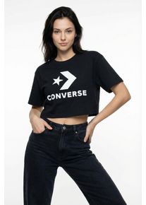 T-Shirt Converse "STAR CHEVRON SPORTY TEE", Damen, Gr. XS, schwarz, Obermaterial: 100% Baumwolle, Shirts T-Shirt, sportlicher Stil, Kurzarm, f&uuml;r sportliche Aktivit&auml;ten und Freizeit