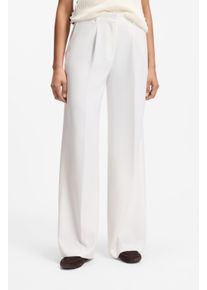 Anzughose BOSS Orange "Tiwi Premium Damenmode", Damen, Gr. 46, N-Gr, open wei&szlig; 118, Web, Obermaterial: 87% Polyester, 13% Elasthan, unifarben, normal, Hosen Anzughose, Wide Leg mit B&uuml;gelfalte