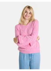 LIEBLINGSST&Uuml;CK Strickpullover LIEBLINGSST&Uuml;CK "TilbeL", Damen, Gr. 48, blush, Strick, Obermaterial: 45% Polyamid, 28% Wolle, 27% Alpaka, unifarben, h&uuml;ftlang, V-Ausschnitt, Rippstrickb&uuml;ndchen, Pullover Strickpullover, mit Alpaka, Rautenmuster