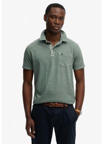 Poloshirt Superdry "CLASSIC COTTON LINEN POLO", Herren, Gr. XL, olive branch gr&uuml;n, Single Jersey, Obermaterial: 80% Baumwolle, 20% Leinen, unifarben, slim fit normal, Rundhals, Shirts Poloshirt, aus tollem Baumwoll-Leinen-Mischgewebe
