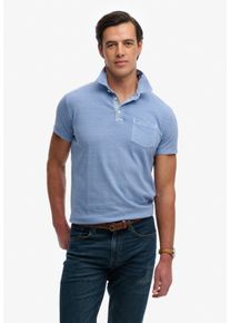 Poloshirt Superdry "CLASSIC COTTON LINEN POLO", Herren, Gr. XL, vibrant blau, Single Jersey, Obermaterial: 80% Baumwolle, 20% Leinen, unifarben, slim fit normal, Rundhals, Shirts Poloshirt, aus tollem Baumwoll-Leinen-Mischgewebe