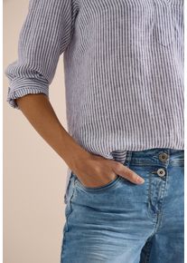 Schlupfbluse Cecil, Damen, Gr. S (38), rich burgundy, Web, Obermaterial: 100% Leinen, gestreift, regular fit h&uuml;ftbedeckend, tiefer V-Ausschnitt, 1-Knopf-Manschette, Blusen Schlupfbluse, aus sommerlicher Leinenqualit&auml;t, Streifen-Dessin