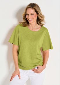 Kurzarmshirt GOLDNER "Kurzgr&ouml;&szlig;e Sommerliches Halbarm Jersey-Shirt", Damen, Gr. 24, gr&uuml;n (hellgr&uuml;n), Obermaterial: 96% Polyester PES. 4% Elasthan EL., Modisch, Shirts Kurzarmshirt, U-Boot-Ausschnitt