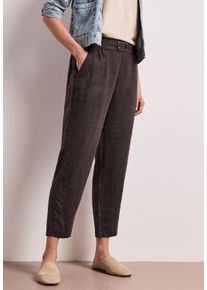 Leinenhose Street One "Style Bonny", Damen, Gr. 46, L&auml;nge 28, espresso braun, Web, Obermaterial: 100% Leinen, unifarben, loose fit kn&ouml;chelfrei, Hosen Leinenhose, Slim Leg Hose aus Leinen mit Schnalle