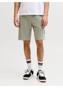 Jack & Jones Sweatshorts JACK & JONES "JPSTGORDON ALLIANCE SWEAT SHORTS", Damen, Gr. M, N-Gr, vetiver, angeraute Sweatware, Obermaterial: 60% Baumwolle, 40% Polyester, unifarben, regular fit, Hosen Sweatshorts