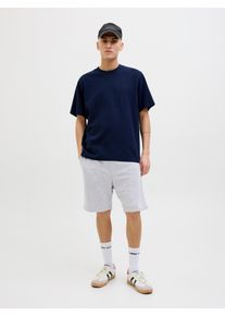 Jack & Jones Shorts JACK & JONES "JPSTGORDON BRADLEY SWEAT SHORTS MP 2PK", Damen, Gr. XXL, N-Gr, light grau melange pack:with navy blazer, Web, Obermaterial: 65% Polyester, 35% Baumwolle, meliert, regular fit, Hosen Shorts
