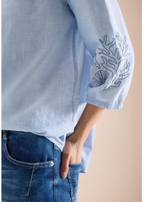 Schlupfbluse Cecil, Damen, Gr. XL (44), blouse blau, Web, Obermaterial: 100% Baumwolle, bestickt, l&auml;ssig geschnitten h&uuml;ftbedeckend, Rundhals, elastischer Bund mit Gummizug, Blusen Schlupfbluse, Sommerbluse mit Stickerei