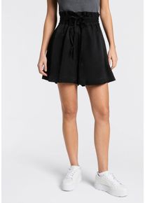 Shorts BOSS Orange "Tacolina Premium Damenmode", Damen, Gr. 36, N-Gr, schwarz 001, Web, Obermaterial: 80% Viskose, 20% Leinen, unifarben, kurz, Hosen Shorts, High Waist mit doppeltem Bindeband, Paperbag-Look