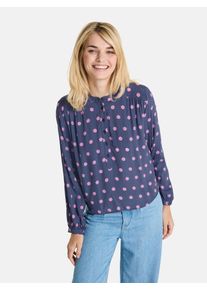 LIEBLINGSST&Uuml;CK Langarmbluse LIEBLINGSST&Uuml;CK "EdiliaL", Damen, Gr. 48, navy, Web, Obermaterial: 100% Viskose, gemustert, gepunktet, mehrfarbig, regular fit h&uuml;ftlang, Rundhals, 1-Knopf-Manschette, Blusen Langarmbluse, mit Knopfleiste, gepunktet