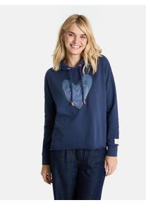 LIEBLINGSST&Uuml;CK Kapuzensweatshirt LIEBLINGSST&Uuml;CK "CyrenaL", Damen, Gr. XS, navy, Sweatware, Obermaterial: 100% Baumwolle, bedruckt, bestickt, unifarben, h&uuml;ftlang, hoch geschlossener Ausschnitt, Rippb&uuml;ndchen, Sweatshirts Kapuzensweatshirt, aus reiner Baumwolle
