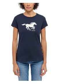 T-Shirt Mustang "MU-Loa", Damen, Gr. XL, schwarz saphire, Single Jersey, Obermaterial: 100% Baumwolle, figurbetont normal, Rundhals, Shirts T-Shirt, Figurbetonende Passform