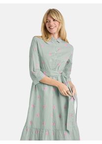 LIEBLINGSST&Uuml;CK Hemdblusenkleid LIEBLINGSST&Uuml;CK "RolaL", Damen, Gr. 40, N-Gr, garden gr&uuml;n, Web, Obermaterial: 100% Baumwolle, bedruckt, gestreift, Midi, &Auml;rmel mit &Auml;rmelschlitz, Kleider Hemdblusenkleid, in Midi-L&auml;nge, kontrastfarbene Details