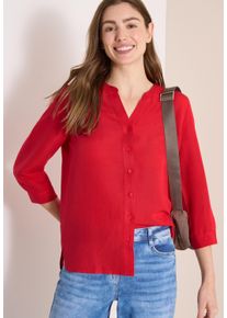 Hemdbluse Cecil, Damen, Gr. XXL (46), fresh rot, Web, Obermaterial: 55% Leinen, 45% Viskose, unifarben, regular fit normal, Rundhals, B&uuml;ndchen, Blusen Hemdbluse, mit Knopfleiste