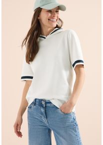 Kapuzenshirt Cecil, Damen, Gr. S (38), vanillewei&szlig;, Jersey, Obermaterial: 97% Baumwolle, 3% Elasthan, unifarben, regular fit h&uuml;ftbedeckend, ohne Ausschnitt, Rippb&uuml;ndchen, Shirts Kapuzenshirt, in strukturierter Qualit&auml;t mit Rippdetails