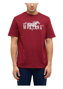 T-Shirt Mustang "Austin-Logoprint", Damen, Gr. L, cabernet, Jersey, Obermaterial: 100% Baumwolle, bedruckt, normal normal, Rundhals, Shirts T-Shirt, Regular fit
