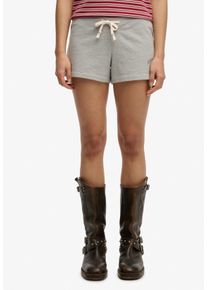 Shorts Superdry "ATH ESS JERSEY SCRIPT SHORT", Damen, Gr. M, N-Gr, grau marl, Jersey, Obermaterial: 100% Baumwolle, meliert, slim fit ca. Mitte Oberschenkel, Hosen Shorts