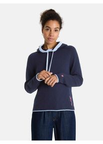 LIEBLINGSST&Uuml;CK Kapuzenpullover LIEBLINGSST&Uuml;CK "PinarL", Damen, Gr. 48, navy, Strick, Obermaterial: 47% Wolle, 38% Viskose, 10% Polyamid, 5% Kaschmir, unifarben mit Farbeins&auml;tzen, h&uuml;ftlang, Raglan&auml;rmel Rippstrickb&uuml;ndchen, Pullover Kapuzenpullover, mit Kaschmir