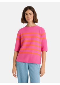 LIEBLINGSST&Uuml;CK Kurzarmpullover LIEBLINGSST&Uuml;CK "KlerariEP", Damen, Gr. 44, lovely pink, Strick, Obermaterial: 100% Baumwolle, gemustert, gestreift, mehrfarbig, h&uuml;ftlang, Rundhals, Raglan&auml;rmel Rollsaum, Pullover Kurzarmpullover, Halbarm mit Rundhals, gestreift