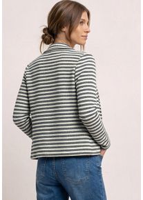 Jackenblazer Street One, Damen, Gr. 40, shadowed navy, Web, Obermaterial: 52% Polyester, 33% Baumwolle, 12% Viskose, 3% Elasthan, gestreift, regular fit normal, V-Ausschnitt, Blazer Jackenblazer, mit Kn&ouml;pfen und Streifen