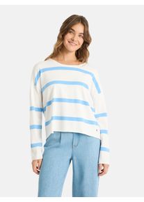 LIEBLINGSST&Uuml;CK Rundhalspullover LIEBLINGSST&Uuml;CK "MarciEP", Damen, Gr. XL, skyblau, Strick, Obermaterial: 72% Viskose, 28% Polyester, gemustert, gestreift, mehrfarbig, h&uuml;ftlang, Rundhals, Rollsaum, Pullover Rundhalspullover, mit Streifen