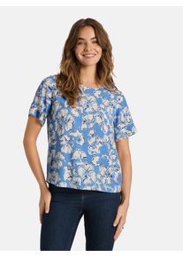 LIEBLINGSST&Uuml;CK Shirtbluse LIEBLINGSST&Uuml;CK "ReneeL", Damen, Gr. 48, air blau, Web, Obermaterial: 100% Viskose, gemustert, h&uuml;ftlang, Rundhals, Manschette, Blusen Shirtbluse, mit Allover-Print, Rundhalsform