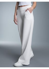 Jerseyhose TRIGEMA "TRIGEMA Jogginghose mit hohem Bund", Damen, Gr. L, Normalgr&ouml;&szlig;en, wei&szlig;, Single Jersey, 100% Baumwolle, Basic, Hosen Jerseyhose
