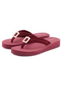 Badezehentrenner Lascana "Sandale, Badeschuh, Pantolette, Badelatsche, Flip Flop", Damen, Gr. 41, rot (bordeaux), Obermaterial: 100% Textilmaterial. Decksohle: 100% Synthetik. Laufsohle: 100% Synthetik, unifarben, Schuhe Badezehentrenner, Zehentrenner mit Zier-Applikation VEGAN