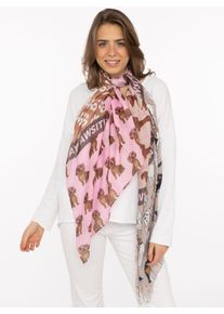 Schal Zwillingsherz "Pawsitive", Damen, mittelbeige, Web, Obermaterial: 100% Polyester, Modet&uuml;cher Schal, Hundemuster, farbenfroh, transparent
