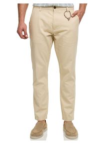 Chinos INDICODE "INMethio Chino", Damen, Gr. 38, L&auml;nge 32, fog, Web, Obermaterial: 86% Baumwolle, 14% Leinen, unifarben, regular fit kn&ouml;chellang, Hosen Chinos