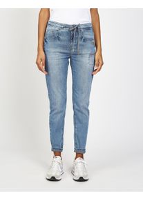 5-Pocket-Jeans Gang "94AMELIE JOGGER", Damen, Gr. 29, N-Gr, bright royal, Denim/Jeans, Obermaterial: 77% Baumwolle, 15% Polyester, 7% Viskose, 1% Elasthan, relaxed fit kn&ouml;chelfrei, Jeans 5-Pocket-Jeans, mit Tunnelzug, Relaxed Fit