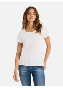 LIEBLINGSST&Uuml;CK T-Shirt LIEBLINGSST&Uuml;CK "CiaEp", Damen, Gr. XS, sanftes wei&szlig;, Jersey, Obermaterial: 100% Baumwolle, unifarben, regular fit taillenbedeckt, Rundhals, Shirts T-Shirt, mit Logo-Print