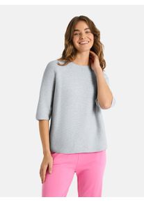 LIEBLINGSST&Uuml;CK Kurzarmpullover LIEBLINGSST&Uuml;CK "KleraEP", Damen, Gr. 44, stone melange, Strick, Obermaterial: 100% Baumwolle, clean, unifarben, h&uuml;ftlang, Rundhals, Raglan&auml;rmel Rollsaum, Pullover Kurzarmpullover, Halbarm mit Rundhals, unifarben