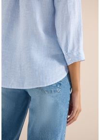 Schlupfbluse Cecil, Damen, Gr. XS (36), blouse blau, Web, Obermaterial: 100% Leinen, gestreift, regular fit h&uuml;ftbedeckend, tiefer V-Ausschnitt, 1-Knopf-Manschette, Blusen Schlupfbluse, aus sommerlicher Leinenqualit&auml;t, Streifen-Dessin