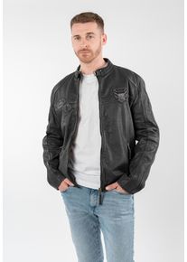 Lederjacke Mauritius "MMTorbu", Damen, Gr. S (46), anthrazit, Obermaterial: 100% Schafsleder. Futter: 100% Baumwolle. &Auml;rmelfutter: 100% Polyester, unifarben, regular fit normal, abgesteppt, Jacken Lederjacke, mit Lederbadges im Racing-Stil