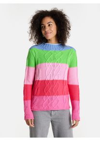 LIEBLINGSST&Uuml;CK Strickpullover LIEBLINGSST&Uuml;CK "BalcaL", Damen, Gr. 48, blush, Strick, Obermaterial: 60% Baumwolle, 40% Polyacryl, Zopfmuster, gemustert, gestreift, mehrfarbig, normal, hoch geschlossener Ausschnitt, Rollkante, Pullover Strickpullover, mit Zopfmuster