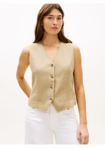 Anzugweste Tommy Hilfiger "NEW ESS LINEN VEST", Herren, Gr. 38, beige, Web, Obermaterial: 76% Leinen, 24% Lyocell, unifarben, regular fit normal, V-Ausschnitt, Westen Anzugweste, mit Logo-Stickerei