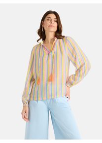 LIEBLINGSST&Uuml;CK Langarmbluse LIEBLINGSST&Uuml;CK "ClaireL", Damen, Gr. 48, sunset, Web, Obermaterial: 70% Viskose, 30% Polyester, gestreift, h&uuml;ftbedeckend, V-Ausschnitt, elastischer Bund, Blusen Langarmbluse, mit Bindeb&auml;ndern, Viskose-Mix