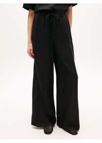 Leinenhose Tommy Hilfiger "ESS LINEN PULL ON PANTS", Damen, Gr. L (42/44), N-Gr, schwarz, Web, Obermaterial: 100% Leinen, unifarben, l&auml;ssig geschnitten lang, Hosen Leinenhose, in lockerer Passform, Elastikbund