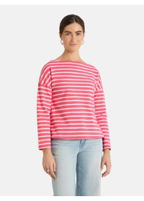 LIEBLINGSST&Uuml;CK Langarmshirt LIEBLINGSST&Uuml;CK "StineL", Damen, Gr. XS, neon pink, Single Jersey, Obermaterial: 96% Baumwolle, 4% Elasthan, gestreift, h&uuml;ftlang, U-Boot-Ausschnitt, Shirts Langarmshirt, mit U-Boot Ausschnitt, Streifenmuster