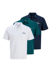 Jack & Jones Poloshirt JACK & JONES "JJBRANDON POLO SS 3PK MP", Herren, Gr. XS, hellwei&szlig; pack:hellwei&szlig;, atlantic deep, navy blazer, Jersey, Obermaterial: 100% Baumwolle, unifarben, regular fit, Shirts Poloshirt