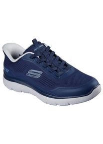 Slip-On Sneaker Skechers "SUMMITS-LEYTER", Damen, Gr. 50,5, navy, blau, Synthetik, Textil, Schuhe Slip-On Sneaker, Slipper, Schn&uuml;rschuh mit Handsfree Slip-Ins Funktion