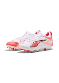 Fu&szlig;ballschuh Puma "ULTRA 5 MATCH FG/AG JR", Kinder, Gr. 35, wei&szlig; (Puma wei&szlig;, Puma schwarz, glowing rot), Synthetik, Schuhe Fu&szlig;ballschuh, f&uuml;r Rasen- und Kunstrasenpl&auml;tze, f&uuml;r Jugendliche