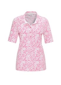Poloshirt GOLDNER "Kurzgr&ouml;&szlig;e Pikee-Druckpoloshirt", Damen, Gr. 23, pink (pink, wei&szlig;), Obermaterial: 100% Baumwolle CO., normal, Sonstiges, Shirts Poloshirt, Ohne