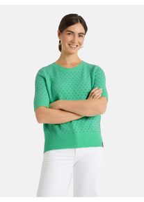 LIEBLINGSST&Uuml;CK Rundhalspullover LIEBLINGSST&Uuml;CK "TanjaL", Damen, Gr. 48, gr&uuml;n, Strick, Obermaterial: 38% Polyacryl, 31% Baumwolle, 21% Polyester, 10% Polyamid, gepunktet, unifarben mit Farbeins&auml;tzen, regular fit h&uuml;ftlang, Rundhals, Rippb&uuml;ndchen, Pullover Rundhalspullover, mit kurzen &Auml;rmeln, gepunktet