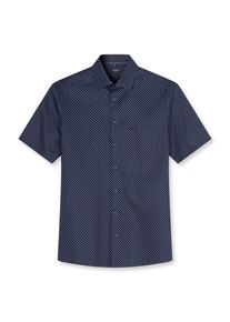 Kurzarmhemd OLYMP "Luxor", Damen, Gr. 48, N-Gr, marine, Web, Obermaterial: 100% Baumwolle, tailliert normal, Hemden Kurzarmhemd, Businesshemd, modern fit, New-Kentkragen