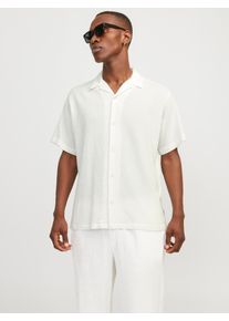 Jack & Jones Kurzarmhemd JACK & JONES "JORLUKE CRINKLE RESORT SHIRT SS SN", Herren, Gr. XL, N-Gr, wei&szlig; (cloud dancer), Web, Obermaterial: 100% Baumwolle, unifarben, relaxed fit normal, Hemden Kurzarmhemd