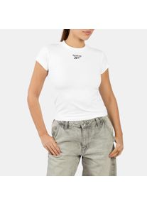 T-Shirt Reebok "ID CAP SLEEVE T-SHIRT", Damen, Gr. XS, wei&szlig;, Obermaterial: 95% Baumwolle, 5% Elasthan, Shirts T-Shirt, bequemer Schnitt, f&uuml;r sportliche Aktivit&auml;ten und Freizeit