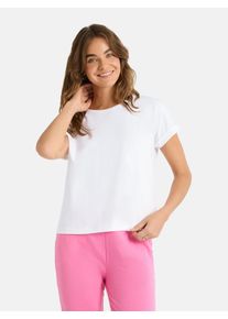 LIEBLINGSST&Uuml;CK T-Shirt LIEBLINGSST&Uuml;CK "CamilaEP", Damen, Gr. XS, sanftes wei&szlig;, Single Jersey, Obermaterial: 100% Baumwolle, clean, unifarben, h&uuml;ftlang, Rundhals, mit Umschlag, Shirts T-Shirt, &Auml;rmel mit Umschlag, Rundhals